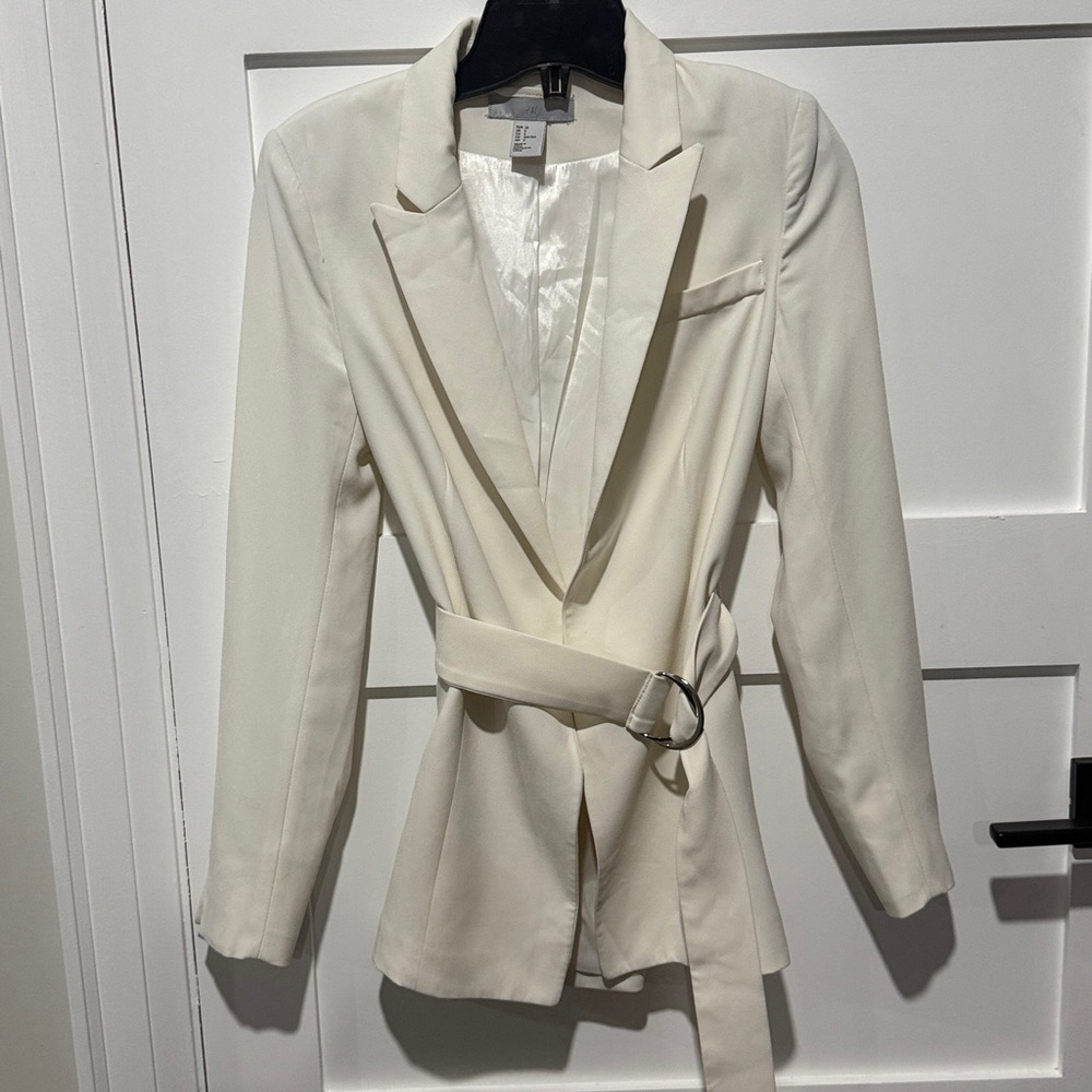 H&M Cream Women's Blazer with Belt